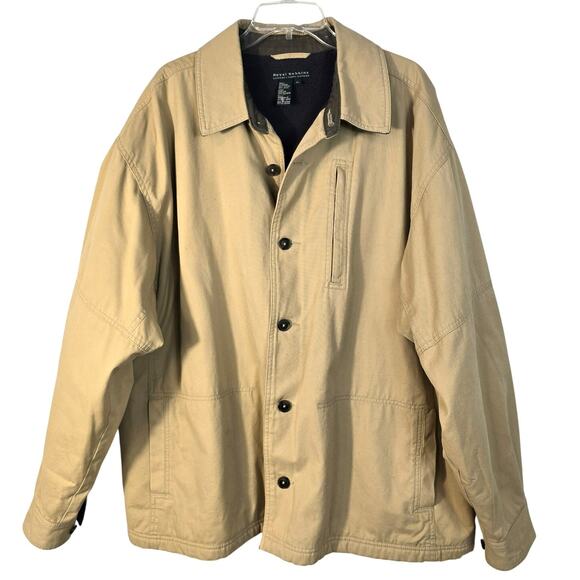Royal Robbins Coat Men's XL Tan Canvas Fleece Lined Chore Outdoors Field Casual - Picture 1 of 11